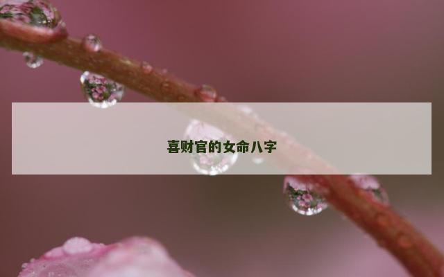 喜财官的女命八字