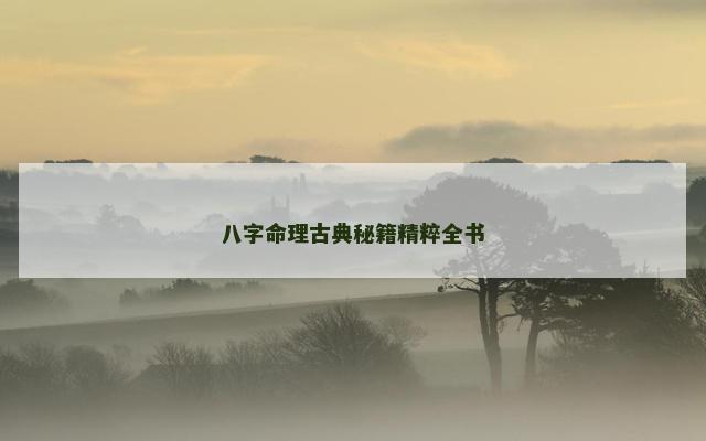 八字命理古典秘籍精粹全书