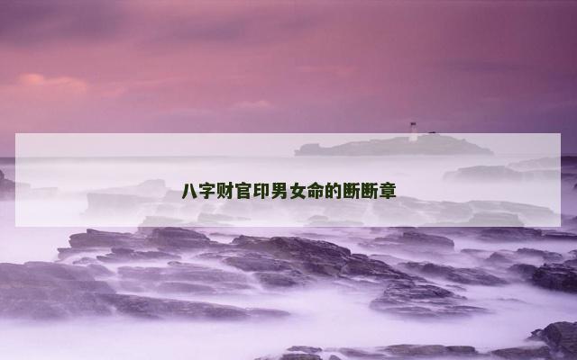 八字财官印男女命的断断章
