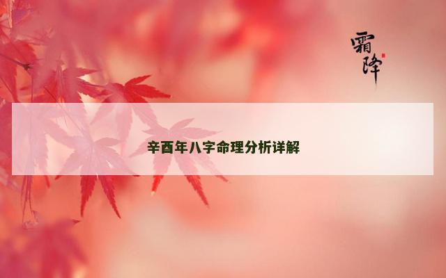 辛酉年八字命理分析详解