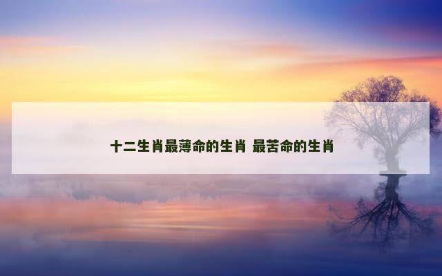 十二生肖最薄命的生肖 最苦命的生肖