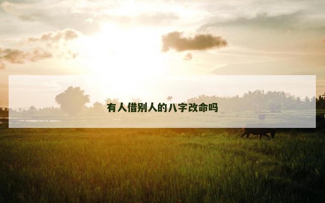 有人借别人的八字改命吗