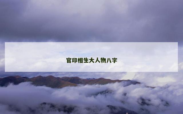 官印相生大人物八字
