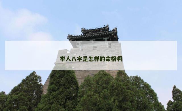 举人八字是怎样的命格啊