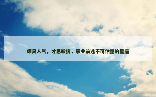 颇具人气，才思敏捷，事业前途不可估量的星座