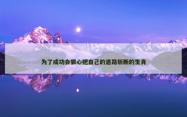 为了成功会狠心把自己的退路斩断的生肖