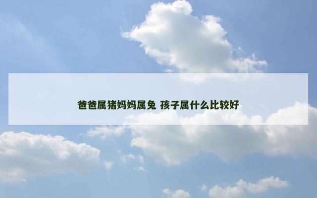 爸爸属猪妈妈属兔 孩子属什么比较好
