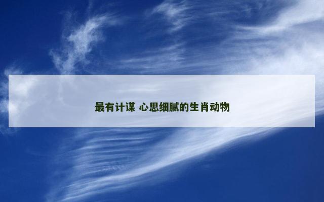 最有计谋 心思细腻的生肖动物