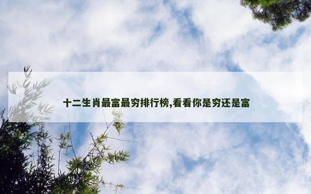 十二生肖最富最穷排行榜,看看你是穷还是富