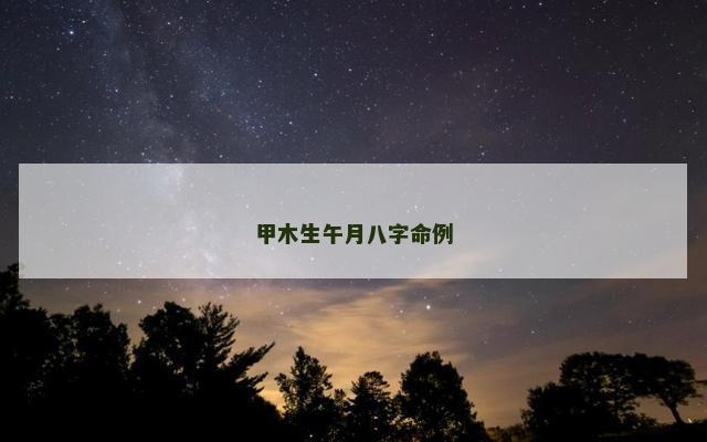 甲木生午月八字命例