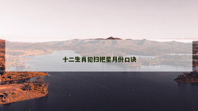 十二生肖犯扫把星月份口诀