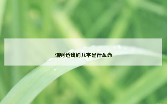 偏财透出的八字是什么命