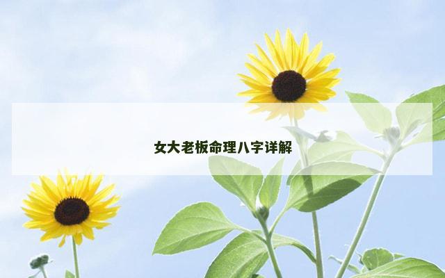 女大老板命理八字详解