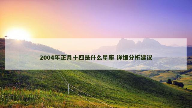 2004年正月十四是什么星座 详细分析建议
