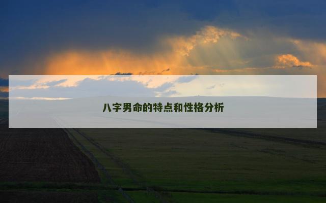 八字男命的特点和性格分析