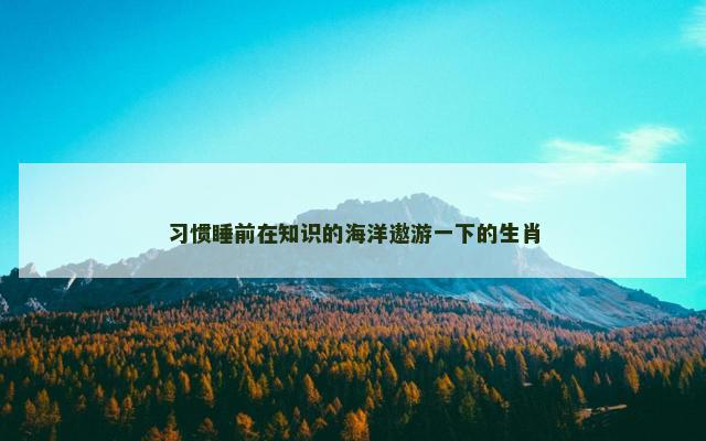 习惯睡前在知识的海洋遨游一下的生肖