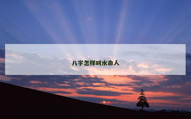 八字怎样叫水命人
