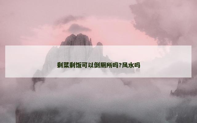 剩菜剩饭可以倒厕所吗?风水吗