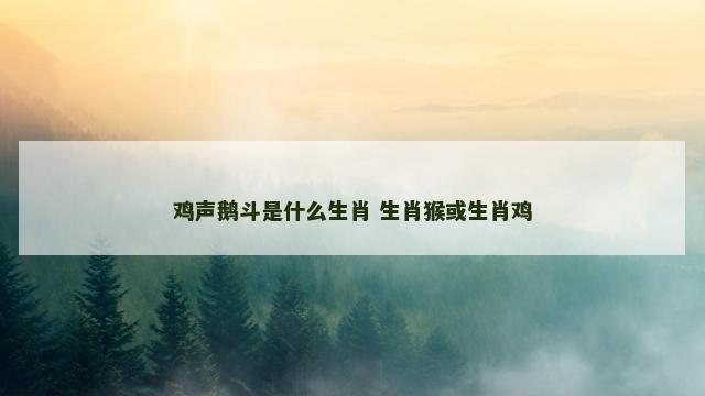 鸡声鹅斗是什么生肖 生肖猴或生肖鸡