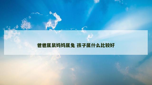爸爸属鼠妈妈属兔 孩子属什么比较好