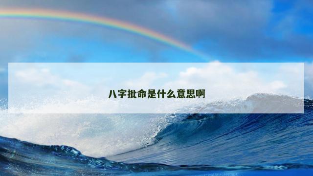八字批命是什么意思啊