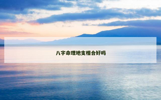 八字命理地支相合好吗