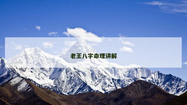 老王八字命理讲解