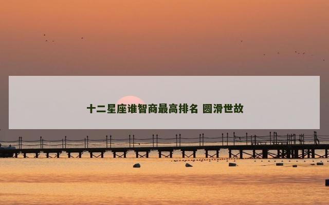 十二星座谁智商最高排名 圆滑世故