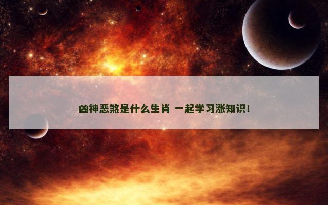 凶神恶煞是什么生肖 一起学习涨知识！