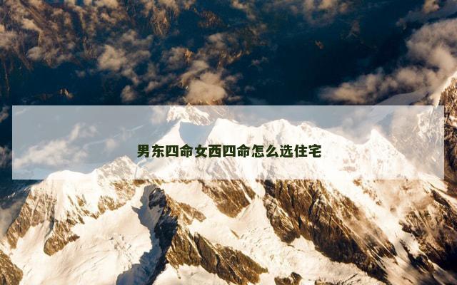 男东四命女西四命怎么选住宅