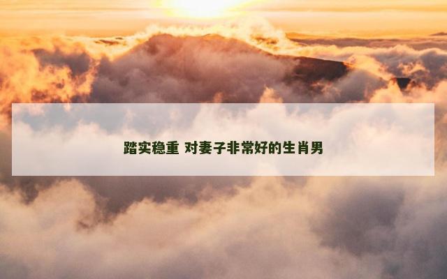 踏实稳重 对妻子非常好的生肖男