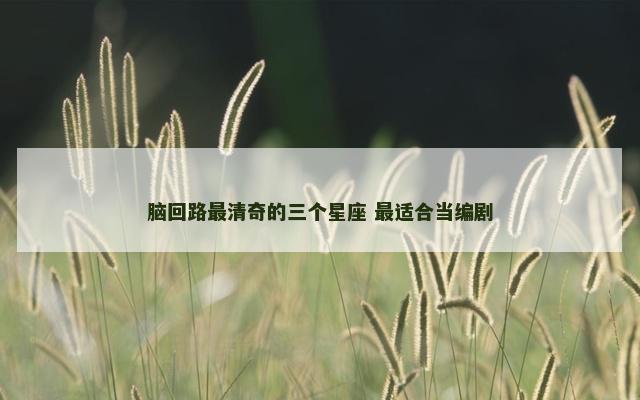 脑回路最清奇的三个星座 最适合当编剧