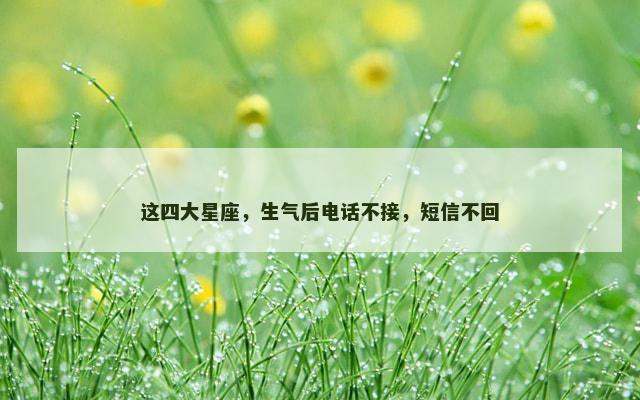 这四大星座，生气后电话不接，短信不回