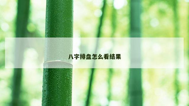 八字排盘怎么看结果