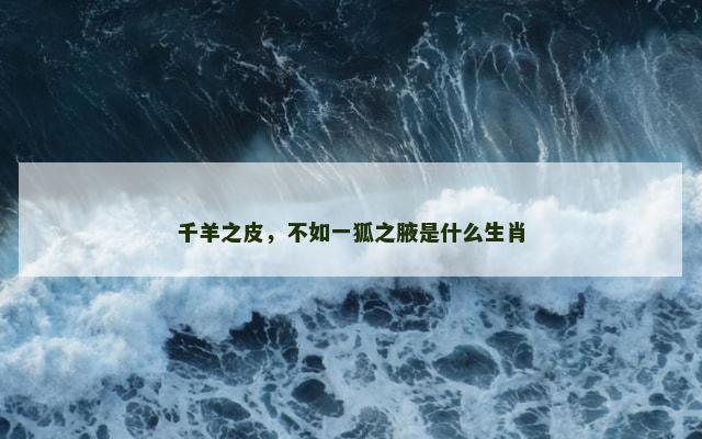 千羊之皮，不如一狐之腋是什么生肖
