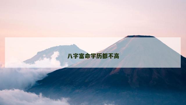 八字富命学历都不高