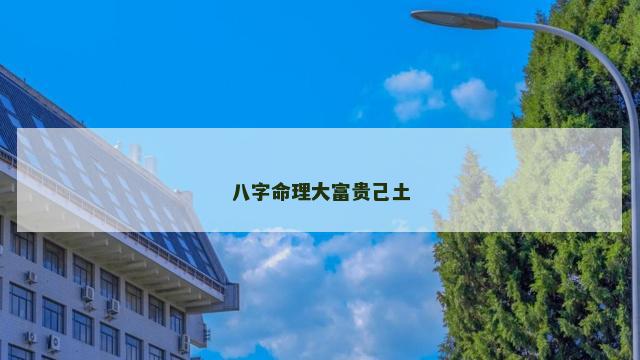 八字命理大富贵己土