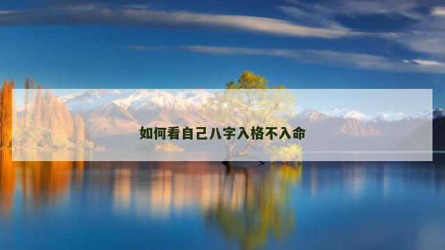 如何看自己八字入格不入命