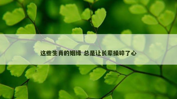 这些生肖的姻缘 总是让长辈操碎了心