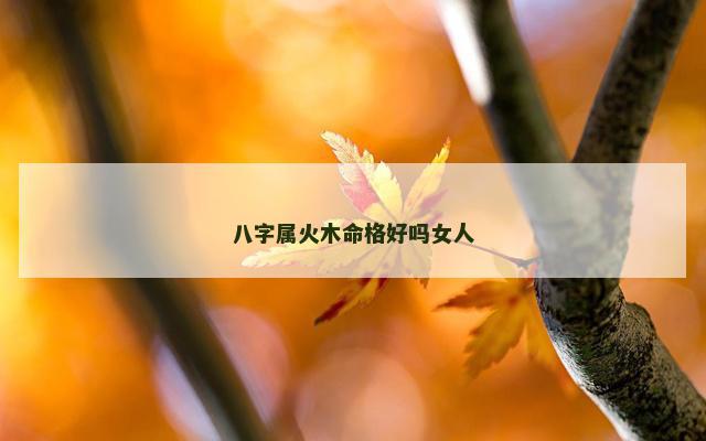 八字属火木命格好吗女人