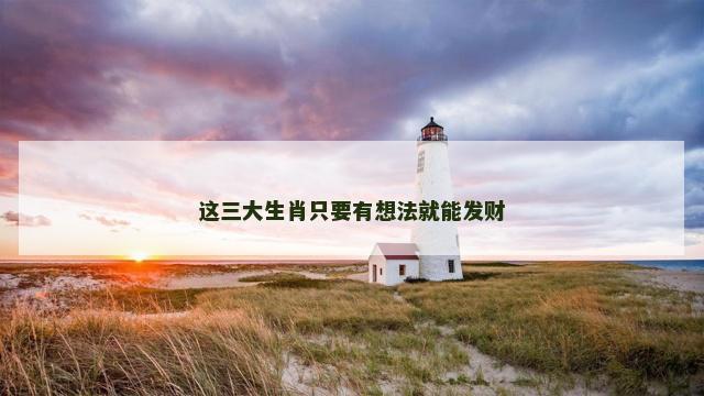 这三大生肖只要有想法就能发财