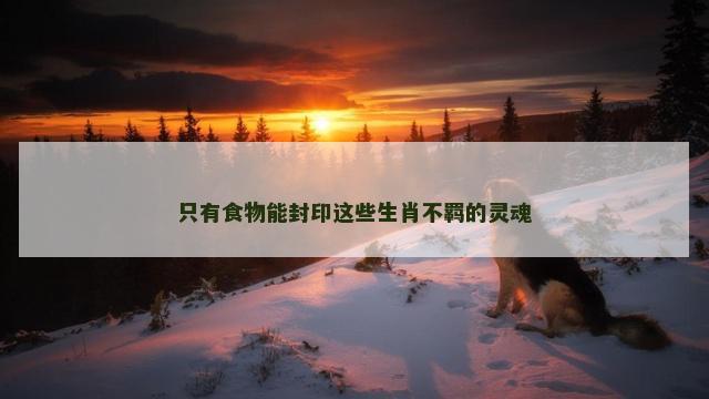 只有食物能封印这些生肖不羁的灵魂