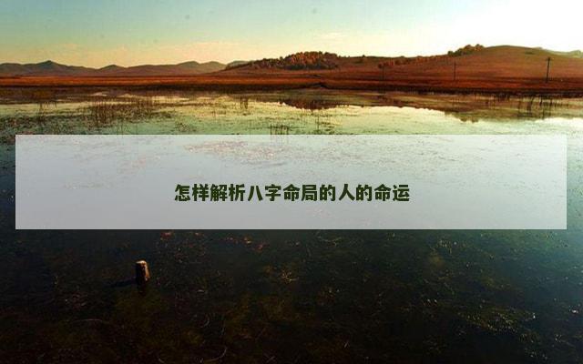 怎样解析八字命局的人的命运
