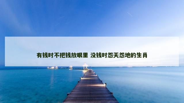 有钱时不把钱放眼里 没钱时怨天怨地的生肖