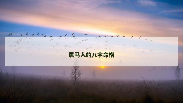 属马人的八字命格