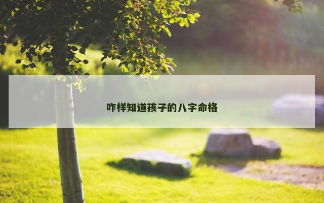 咋样知道孩子的八字命格