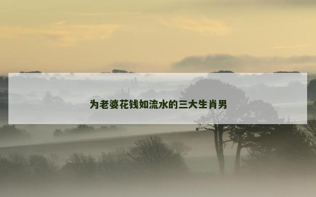 为老婆花钱如流水的三大生肖男