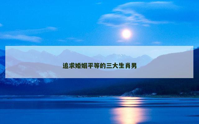追求婚姻平等的三大生肖男