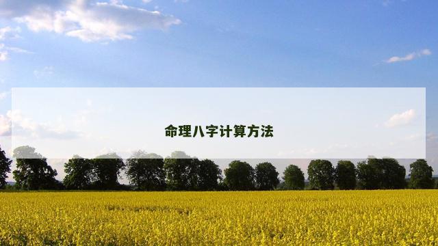 命理八字计算方法