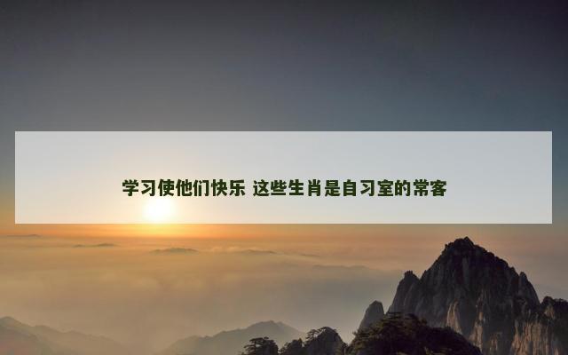 学习使他们快乐 这些生肖是自习室的常客